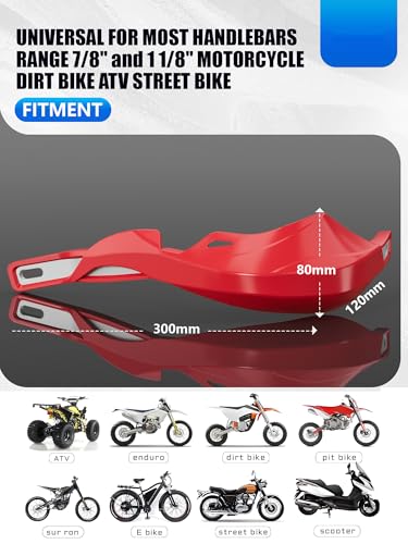 JFG RACING Dirt Bike Handguards Universal for 7/8" and 1 1/8" Handle Bar - color: red