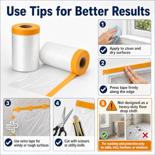 Drop Cloth for Painting, Painters Plastic Sheeting 22" x65' 2Rolls - size: 22in x 65Ft