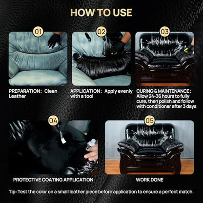Boncart Black Leather Dye with Satin Leather Sealer - color: Black