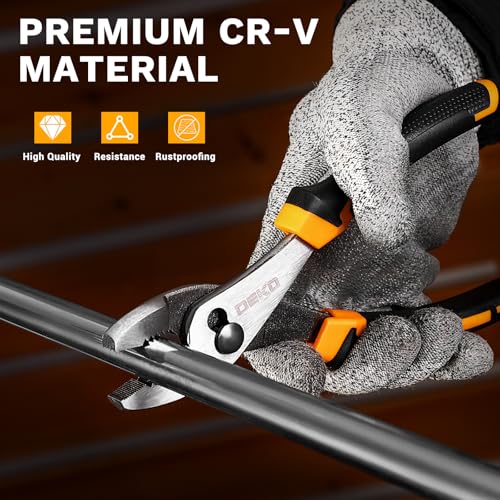 6PCS Pliers Set, 10" Water Pump Plier 8" Slip Joint/Linesman/Long Nose Plier 6" Diagonal 8" Adjustable Wrench | Premium CR-V Tools with Storage Bag for Home Repair, Workshop & DIY Professional Use