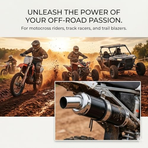 BADASS SHARKS 28mm Motorcycle Exhaust Muffler for 2 Stroke Dirt Bike Black - color: Jet Black