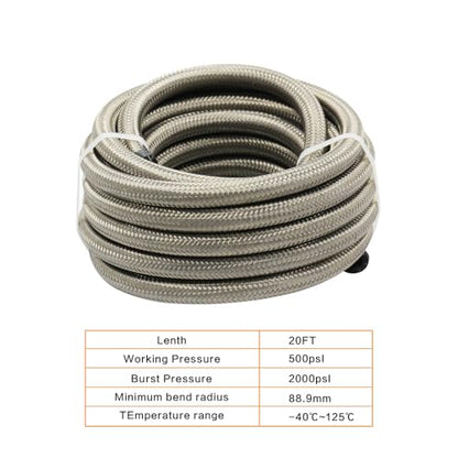 8AN 20FT Fuel Line Hose Kit with Fitting,Braided 1/2" CPE Fuel Oil Hose - style: AN8