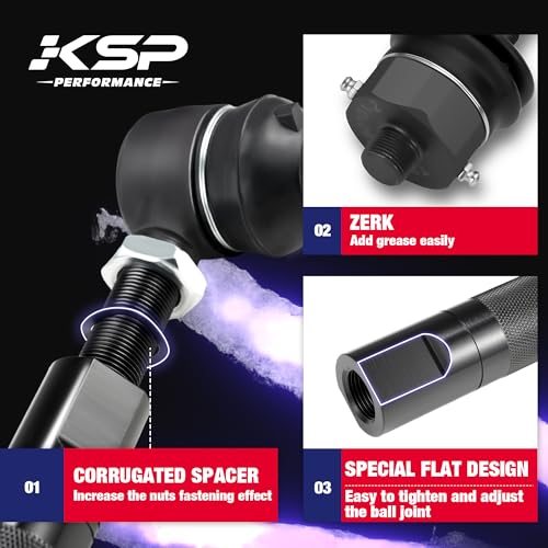 KSP Heavy Duty Tie Rod Ends Kits for Silverado Sierra 2500HD 3500HD 2011-2024, Front Lower Tie Rod Compatible with Chevy GMC, 0-6" Adjustable Tie Rod Repalce OE Inner and Outer Tie Rod Assembly, 2PC - size: 2011-2024 Silverado 2500 HD