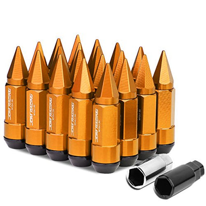 Auto Dynasty M12 x 1.5 Open/Closed End Design 20-Piece Aluminum Alloy Wheel Lug Nuts + 2 X Deep Drive Extension (Orange) - color: Orange