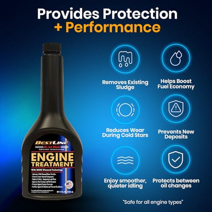 Safe & Effective - Engine Oil Additive/Treatment, Diamond Nano-Lube by BestLine Racing. Reduces Friction Up to 60% – For Gas & Diesel Engines – More Power, Engine Life & Fuel Economy