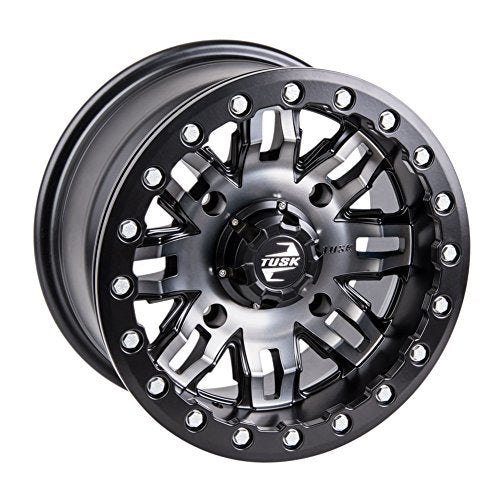 TUSK 4/137 Teton Beadlock Wheel 14x10 5.0 + 5.0 Gun Metal/Black Compatible with Can-Am Maverick Trail/Sport/X3/Commander/Defender HONDA Talon Pioneer 1000/1000-5/1000-6