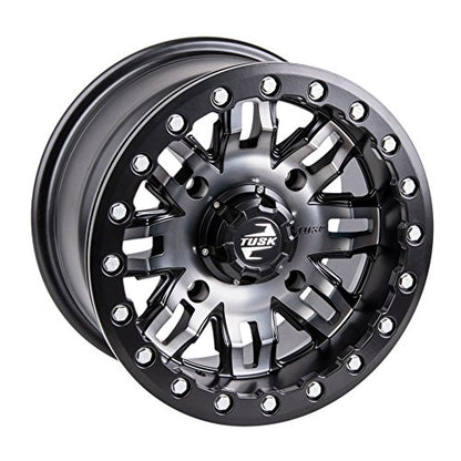 TUSK 4/137 Teton Beadlock Wheel 14x10 5.0 + 5.0 Gun Metal/Black Compatible with Can-Am Maverick Trail/Sport/X3/Commander/Defender HONDA Talon Pioneer 1000/1000-5/1000-6