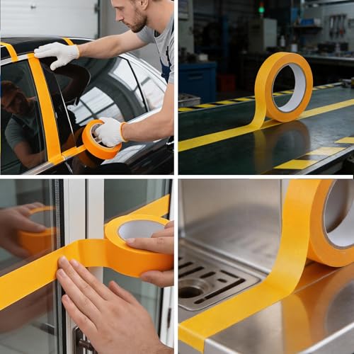 TYI Orange Masking Tape - 1 Inch x 55 Yards - Premium Painter's Tape for Clean Lines, Easy Removal, High Visibility, and Multi-Surface Use - Ideal for Painting, Crafting, and Automotive Detailing - size: 2 Rolls x 1 inch x 55 Yards