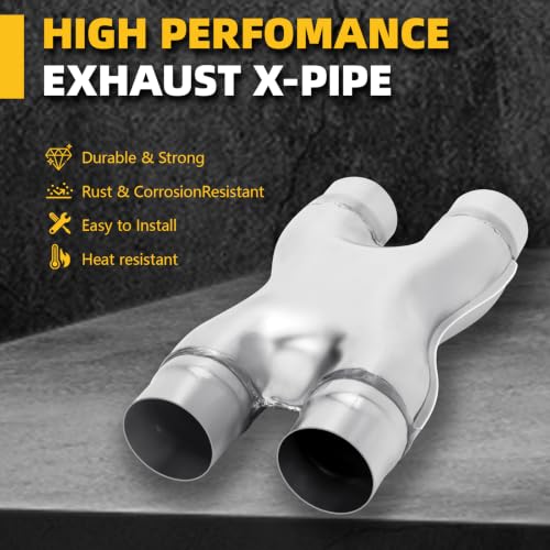 A-KARCK X Pipe 2.25 Inch, Universal Dual 2.25" Inlet/Outlet, 12" Overall Length Stainless Steel Crossover X-Pipe, Polished Surface and Weld-On Design, Universal for Car Truck - size: 2.25 Inch, style: X Pipe-B