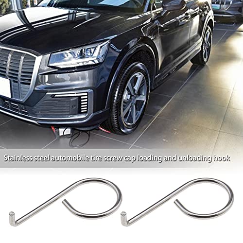 2pcs Wheel Center Lug Nut Cover Bolt Cap Removal Dismantle Tool Hook Stainless Steel 6X0012243 Compatible with VW Audi Skoda