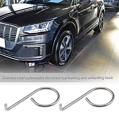 2pcs Wheel Center Lug Nut Cover Bolt Cap Removal Dismantle Tool Hook Stainless Steel 6X0012243 Compatible with VW Audi Skoda
