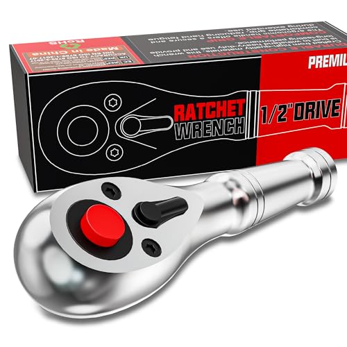 1/2-Inch Drive Stubby Ratchet, 13.5cm Ratchet Handle, 72-Tooth Quick-release Ratchet Wrench, Full Polished, for Auto Repair, Mechanical Repair - size: 1/2" Mini