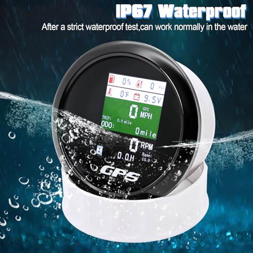 6-in-1 GPS Speedometer 3-3/8" 85mm MAIMEIMI Multi-Functional Adjustable Tachometer Voltmeter Fuel Level Water Temp Oil Pressure with Alarm for Car Boat Marine 9-32V - color: All Black