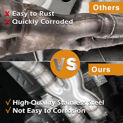 A-KARCK Exhaust X Pipe Dual 2.5" Inlet, 12" Long Dual 2.5" Outlet Stainless Steel X Pipe for Smoother Exhaust (Wide-edge) - color: X Pipe, size: 2.5inch 12"Long Wide