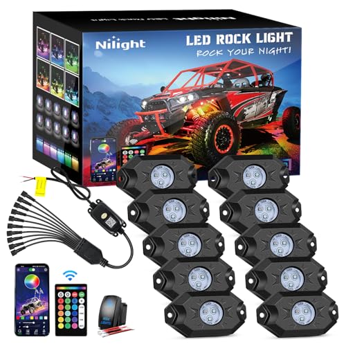 Nilight RGB LED Rock Lights Kit 10 Pods Underglow Multicolor Neon Pod - color: RGB 3LED, size: 10 Pods