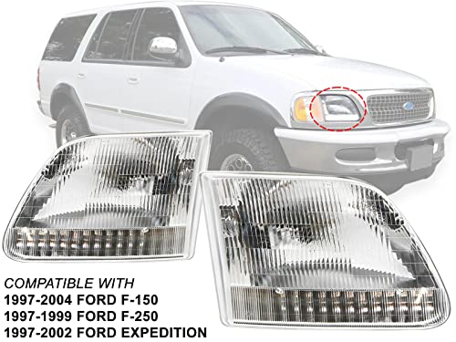 APA Replacement Head Light for 1997-2004 F150 F250 1997-2002 Expedition PAIR Passenger Right RH and Driver Left LH Side FO2503139C FO2502139C - color: 1997-2004 F-150 F-250 1997-2002 Expedition Pair