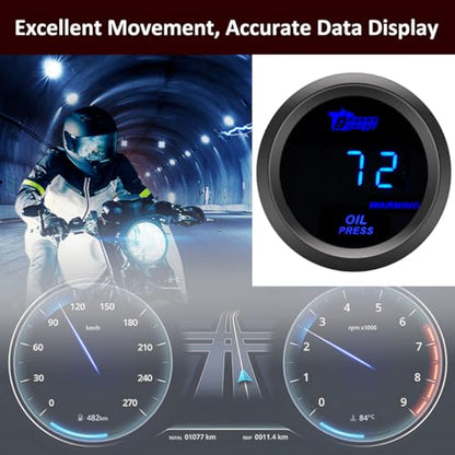 Car Oil Pressure Gauge 12V Auto Oil Press Gauge Psi 2" 52mm Meter - color: Blue Light Oil Press Psi