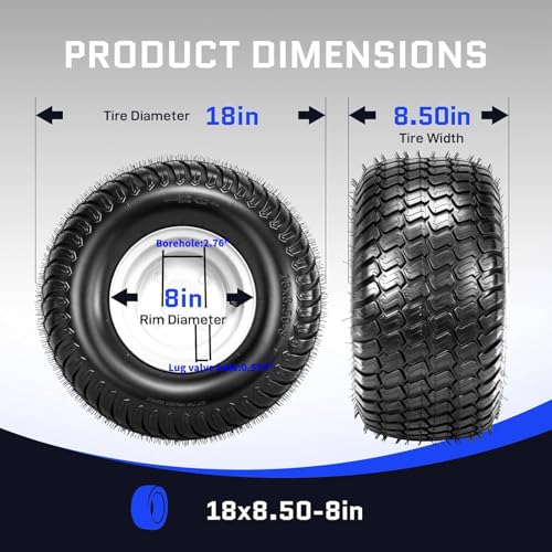 2 Pack 18x8.50-8 Lawn Mower Tires with Rim