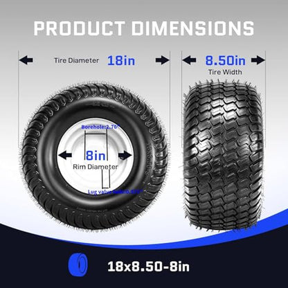 2 Pack 18x8.50-8 Lawn Mower Tires with Rim