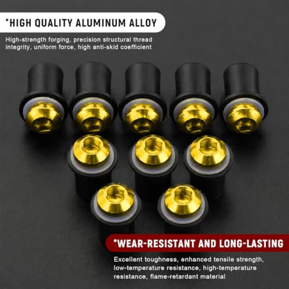 10PCS Motorcycle Windshield Bolt Kit, M5 Motorbike Fairing Bolts Nuts (Golden) - color: Golden