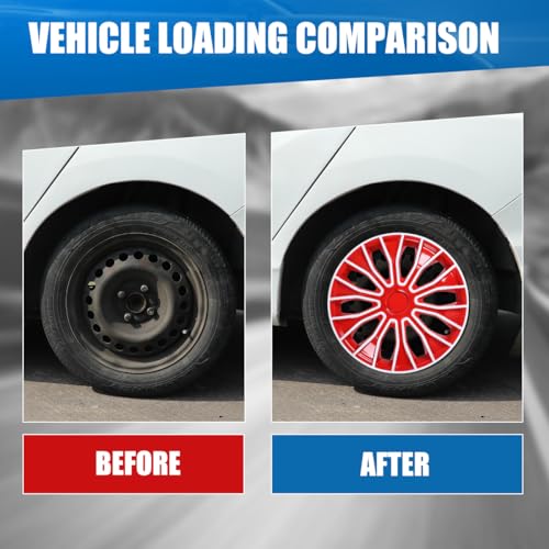 Winjet 16 inch Universal Hubcaps for Steel Wheel Rims Cover,Snap On Car Truck SUV Wheel Rim Covers,Steel ABS+PC Material Set of 4(16 inch,White Lacquer & Red Lacquer) - color: White Lacquer & Red Lacquer (5086-WR-16), size: 16 inch