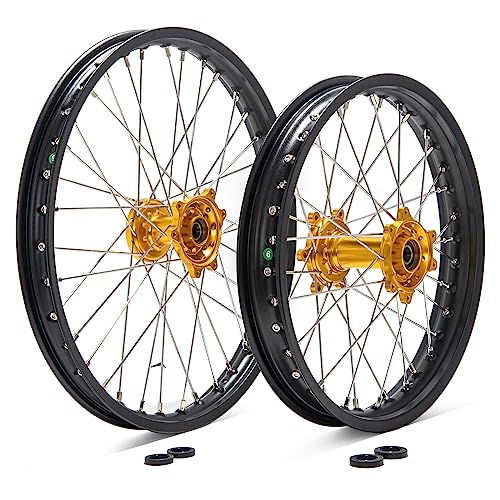TOFR 21" 18" CNC Front Rear Wheels Rims Hubs Set for Surron Ultra Bee - color: Gold, size: 21" Front 18" Rear