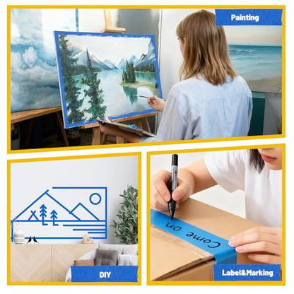 Aheroi Painters Tape, Masking Tape 1 Inch Wide Blue Tape 24 Rolls(1320yds) - color: 1in*55yd*24