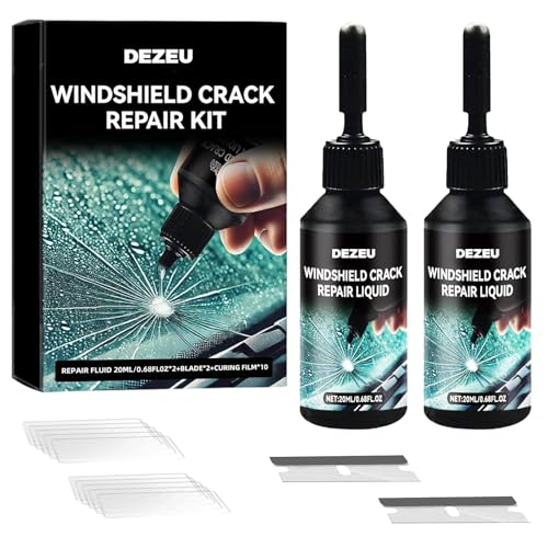 DEZEU 2026 Windshield Crack Repair Kit,Upgraded 2 Bottles Windshield Chip Repair Kit,5MinQuick-Glass Repair Liquid,Long-Lasting for Windshields, Windows, Mirrors,All Crack Types 0.68 FL OZ.
