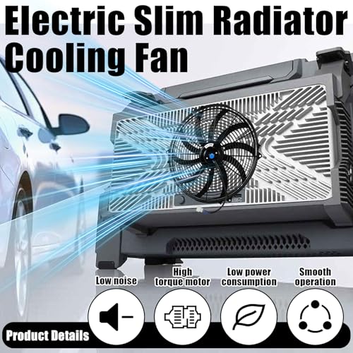 16" Universal Electric Radiator Fan Push Pull Slim Fan High Performance Cooling Fan 80W 12V Mount Kit 2PCS - size: 16 inch- 2PCS