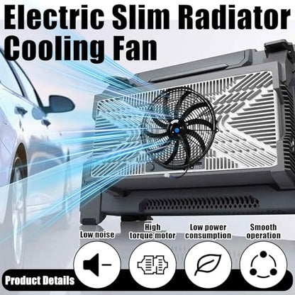 16" Universal Electric Radiator Fan Push Pull Slim Fan High Performance Cooling Fan 80W 12V Mount Kit 2PCS - size: 16 inch- 2PCS