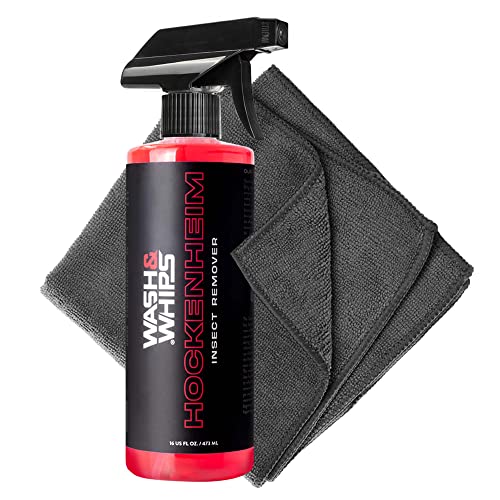 WASH&WHIPS Hockenheim Bug & Insect Remover - Professional Strength, Non-Scratching - Car Detailing, RVs, Boats - 16 fl oz (w/Microfiber Towel) - size: 16 Fl Oz (Pack of 1), style: w/Microfiber Towel.