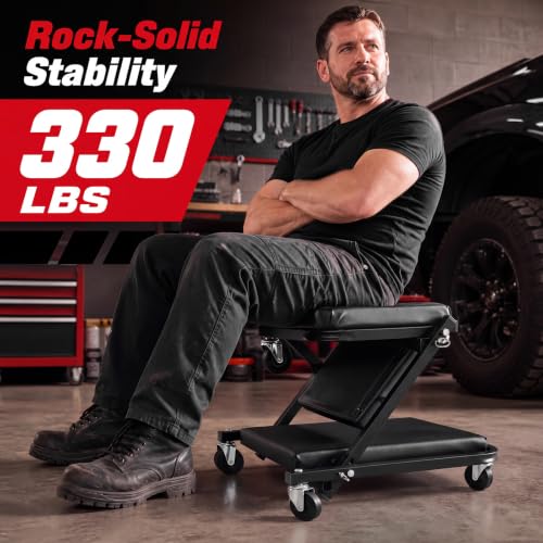 Goplus 36" 3-in-1 Folding Mechanic Creeper, Lay Down or Sit - color: Black, size: 36"