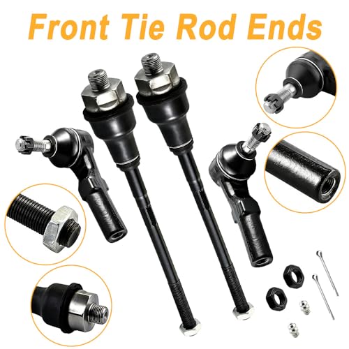4Pcs Front Inner and Outer Tie Rod Ends Fits for 2001-2010 Chevy Silverado/Suburban/Avalanche 1500 2500 3500 HD, GMC Sierra/Yukon XL 1500 2500 3500 HD, Hummer H2, Replace ES3609 ES3488 - size: ES3488-3609X2