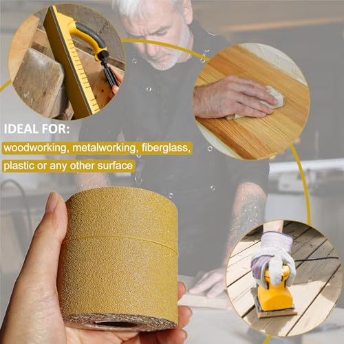 Total 30 Yards 2-3/4" Wide PSA Continuous Roll Kit - 80, 120, 180, 220, 320, 400 Grit Longboard Sandpaper, Self Adhesive Stickyback Sanding Sheets Paper for Automotive, Woodworking Sanding Blocks
