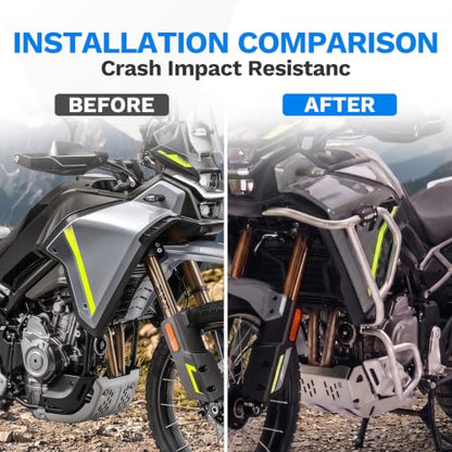 CHIFUN Engine Guard Crash Bars for 450MT Ibex 450 2024-2026, Motorcycle Upper and Lower Highway Frame Gas Fuel Tank Falling Protection Bars (Sliver) - color: Sliver