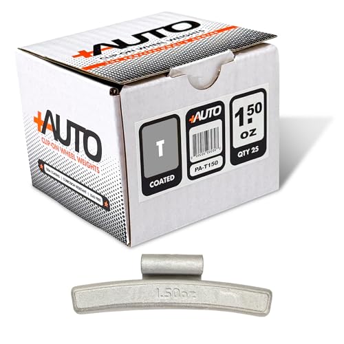 +AUTO T-Style Coated Steel Clip-On Wheel Weights, Aluminum Wheels, Passenger Cars, Light Trucks, SUV's, Exceeds OE Spec, USA Professional Grade, 1 Box - Qty 25 (1.50 oz) - size: 1.50 oz