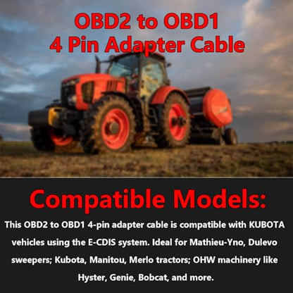 OBD2 Adapter Cable 3824-26,Fit for KUBOTA Vehicles 4 Pin OBD2 16Pin to OBD1 4Pin OBDII Car Diagnostic Connector Compatible with OBD II Diagnostic Scanner ，Replace 3824-26 382426