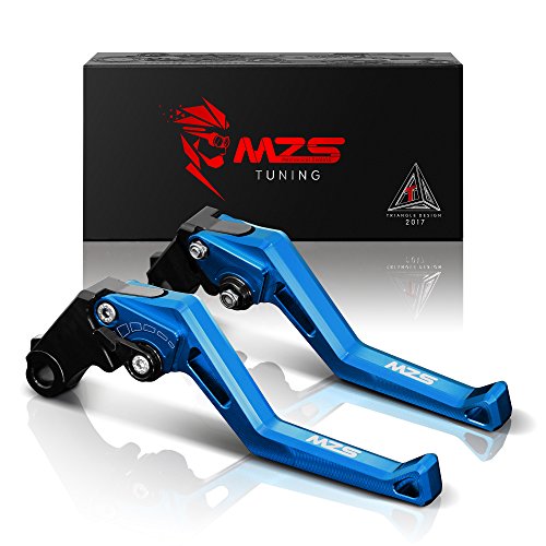 MZS Blue Motorcycle Clutch Brake Levers, Short Adjustable CNC Handle Set - color: Blue