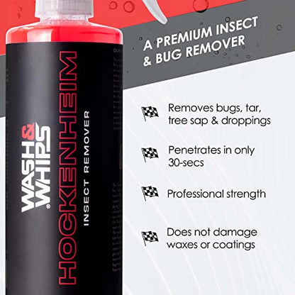WASH&WHIPS Hockenheim Bug Remover - for Dead Insects, Droppings and Grease for Car Detailing, RVs, Trailers, Boats, Professional Strength Dissolves without Scratching, 16 fl oz - size: 16 Fl Oz (Pack of 1), style: Without Towel.