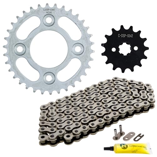 NICHE Drive Sprocket Chain Combo for Honda Grom 125 Front 15 Rear 34 Tooth 420 Standard 106 Links - size: Standard Chain