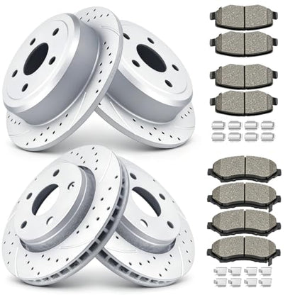 Acinoparts Front and Rear Brake Kit for 2007-2017 Jeep Wrangler 2018 Jeep - size: ABK5304053041