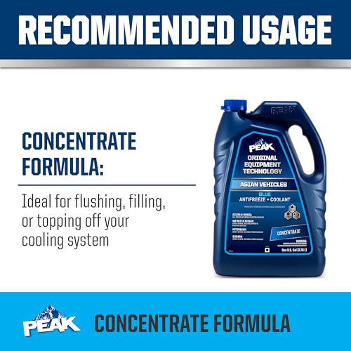 PEAK OET Extended Life Blue Concentrate Antifreeze/Coolant for Asian Vehicles, 1 Gal. (Pack of 2) - size: Concentrate (Pack of 2)