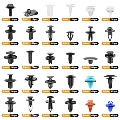 GOOACC 1045Pcs Car Push Retainer Clips & Auto Fasteners Assortment - color: 1000Pcs Clips Removal Kit Black
