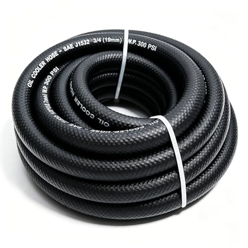 3/4 Transmission Oil Cooler Hose - SAE J1532 Power Steering Hose 20FT Ideal for Fuel, Hydraulic, and Power Steering Applications, Excellent Heat and Oil Resistance 300PSI High Pressure - size: 3/4 20FT