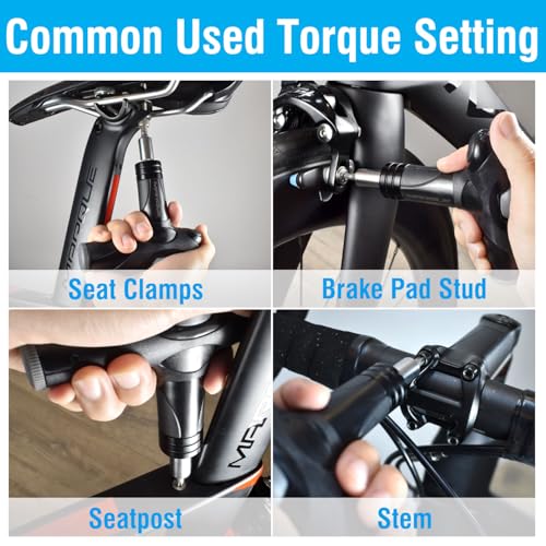MARQUE Adjustable Bike Torque Wrench – 4, 5, 6 Nm Dial Portable Mini Bicycle Multitool Allen Key Tool, includes 3, 4, 5 mm Hex, T 25 Tool Bits – Repair Your Road and MTB at Home Garage - Cyclist Gift