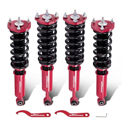 maXpeedingrods Coilovers for Lexus IS300 2000-2005, for Lexus IS200 1999-2005, 24 Levels Damper Adjustable Coilovers Suspension Kit, Height Adjustment Lowering Kit, Red