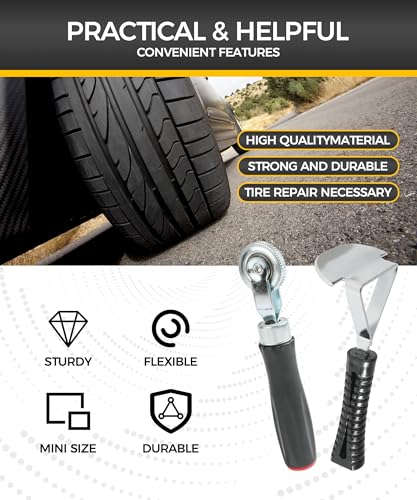 2PCS Tire Repair Tools,Tire Patch Kit,Tire Patch Roller,Car Accessories Tire Patch Tools,Tire Repair Roller and Scraper,Car Tire Repair Tool,Portable Tire Buffer Tool for Car Truck Motorcycle