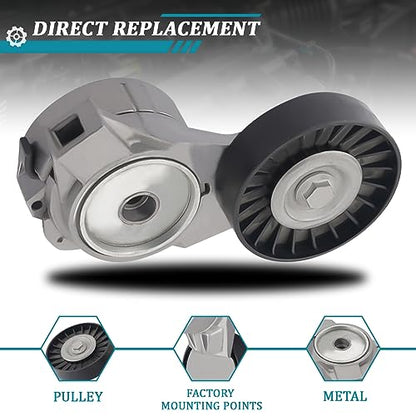 IRONTEK 4898755 Belt Tensioner Assembly with Pulley fit for Saab (1999-2003 9-3/1999-2009 9-5) #38226 305355 49313 20912A18 4671426 - size: 4898755