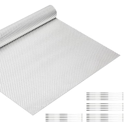 79" x 16" Exhaust Heat Shield Automotive with 20 Stainless Steel Cable Ties, Aluminum Muffler Heat Shield for Starter, Exhaust, Muffler, Engine - size: 79" x 16"