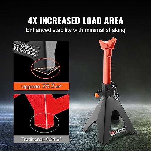 VEVOR Jack Stands, 6 Ton (13,000 lbs) Capacity Car Jack Stands Double Locking, 14.2-23 inch Adjustable Height, for Lifting SUV, Pickup Truck, Car and UTV/ATV, Red, 1 Pair - style: 6T 2-Locking